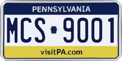 PA license plate MCS9001