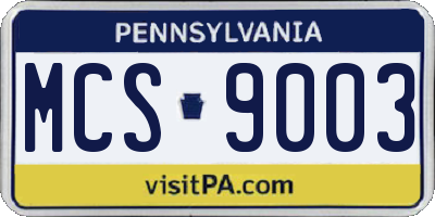 PA license plate MCS9003