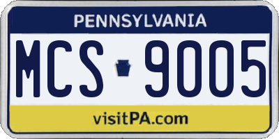 PA license plate MCS9005