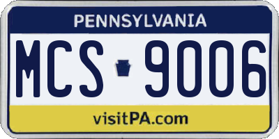 PA license plate MCS9006