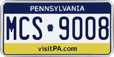PA license plate MCS9008
