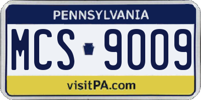 PA license plate MCS9009