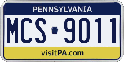 PA license plate MCS9011