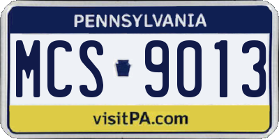 PA license plate MCS9013
