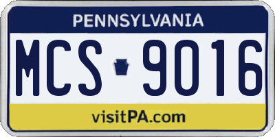 PA license plate MCS9016