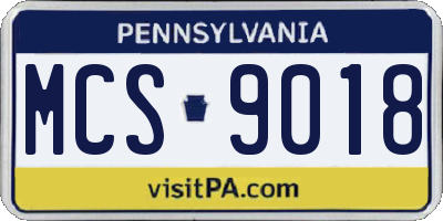 PA license plate MCS9018