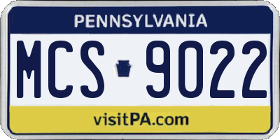 PA license plate MCS9022