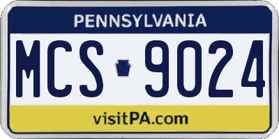 PA license plate MCS9024