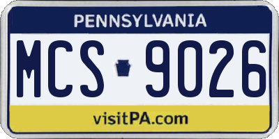 PA license plate MCS9026