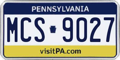 PA license plate MCS9027