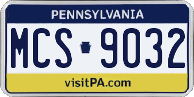 PA license plate MCS9032