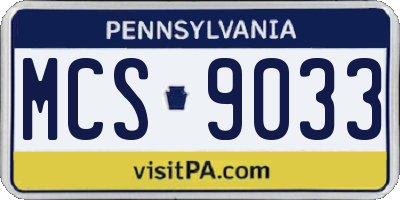 PA license plate MCS9033