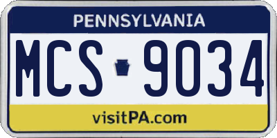 PA license plate MCS9034