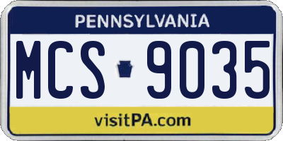 PA license plate MCS9035