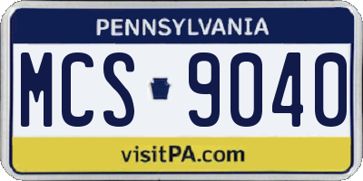 PA license plate MCS9040