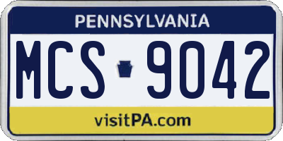 PA license plate MCS9042