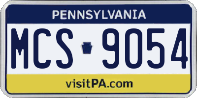 PA license plate MCS9054