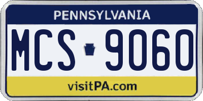 PA license plate MCS9060