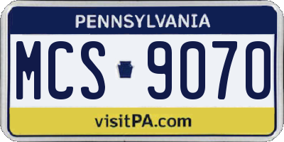 PA license plate MCS9070