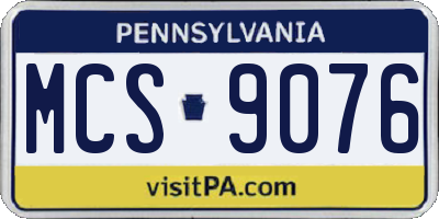 PA license plate MCS9076