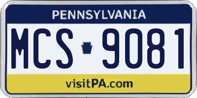PA license plate MCS9081