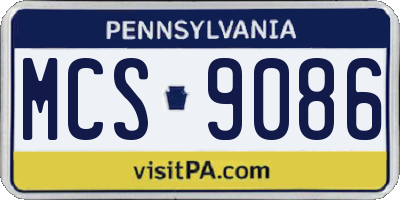 PA license plate MCS9086