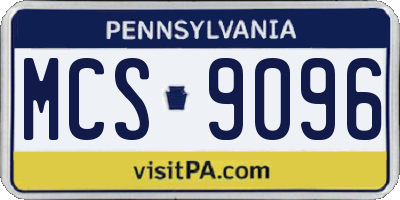 PA license plate MCS9096