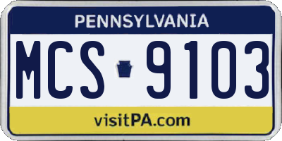 PA license plate MCS9103
