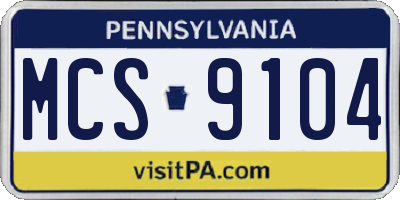 PA license plate MCS9104