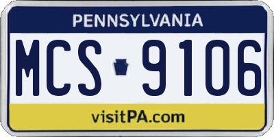 PA license plate MCS9106