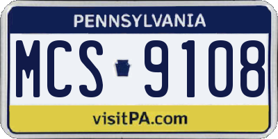 PA license plate MCS9108