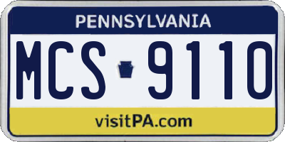 PA license plate MCS9110