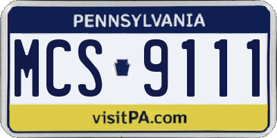 PA license plate MCS9111