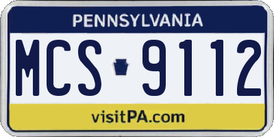 PA license plate MCS9112