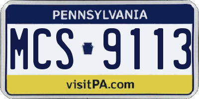 PA license plate MCS9113