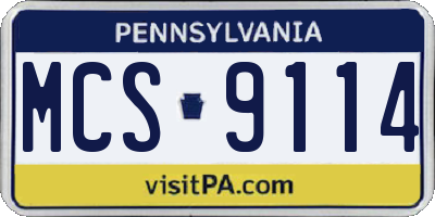 PA license plate MCS9114