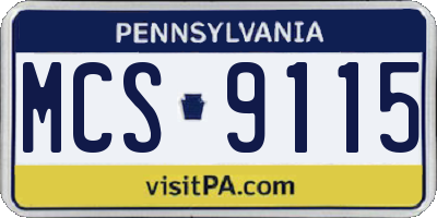 PA license plate MCS9115
