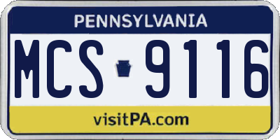 PA license plate MCS9116