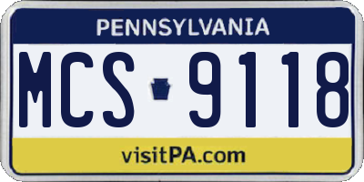 PA license plate MCS9118