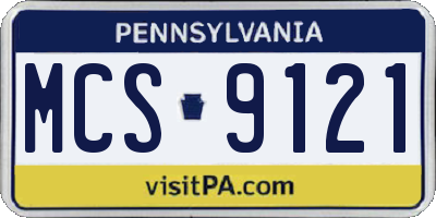 PA license plate MCS9121
