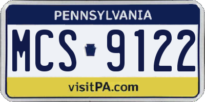 PA license plate MCS9122