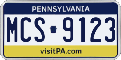 PA license plate MCS9123