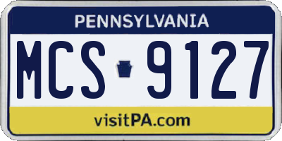 PA license plate MCS9127