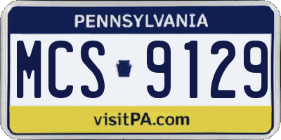 PA license plate MCS9129