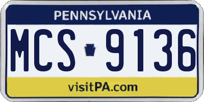 PA license plate MCS9136