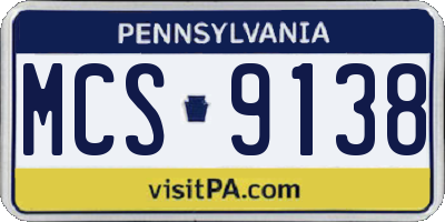 PA license plate MCS9138