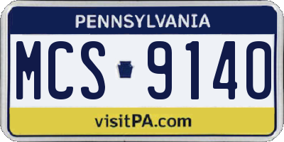 PA license plate MCS9140