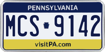 PA license plate MCS9142