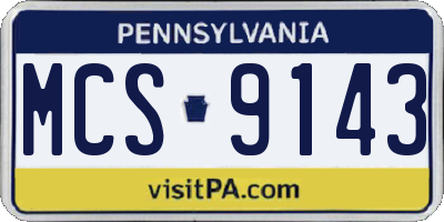 PA license plate MCS9143