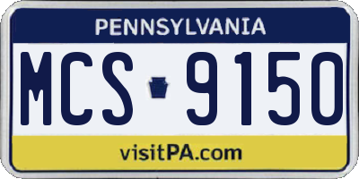 PA license plate MCS9150
